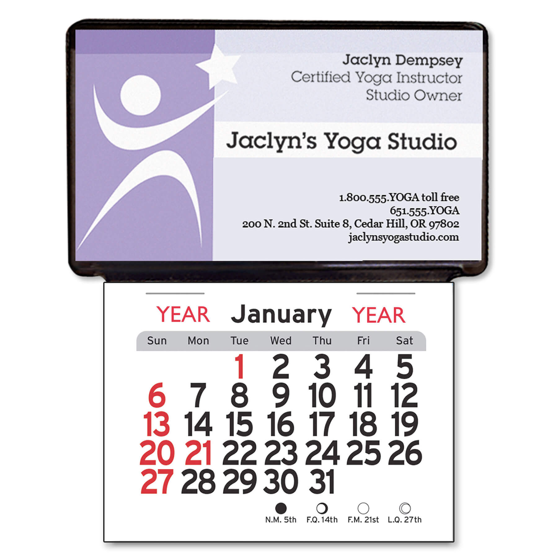 Adhesive Peel-N-Stick® Business Card Holder Calendar                 